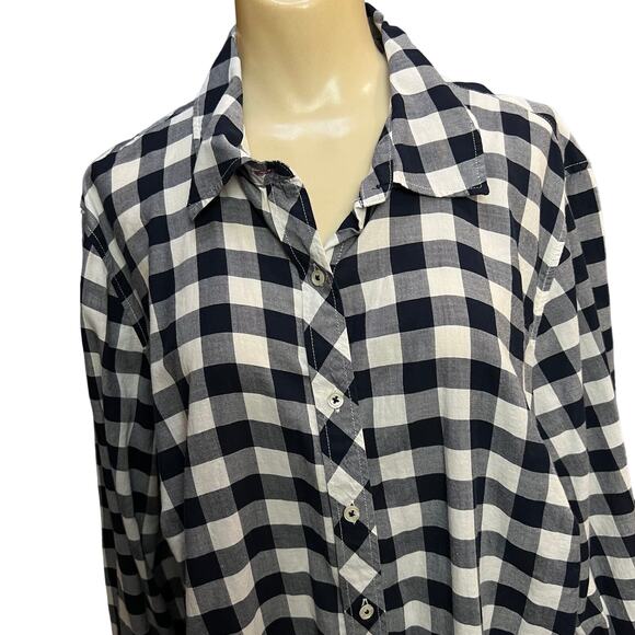 TALBOTS Women’s .Black & White Buffalo Plaid Blouse. 2X - Picture 2 of 8